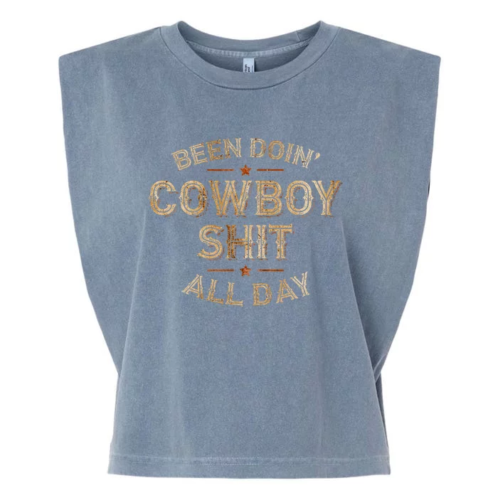 Been Doin Cowboy Shit Distressed Western Retro Style Garment-Dyed Women's Muscle Tee