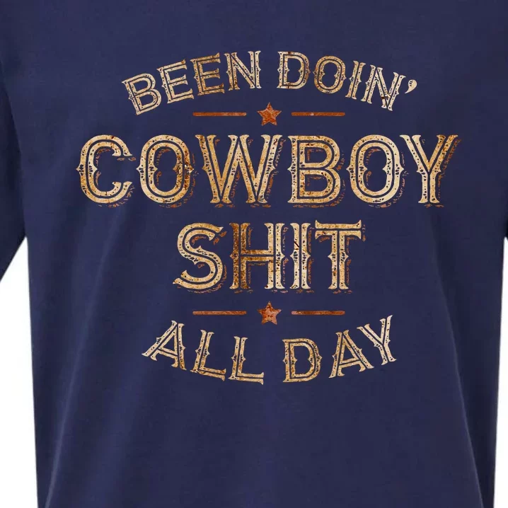 Been Doin Cowboy Shit Distressed Western Retro Style Sueded Cloud Jersey T-Shirt