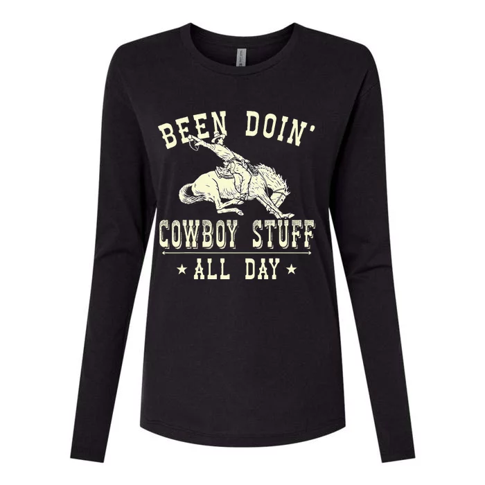 Been Doing Cowboy Stuff Funny Rodeo Cowboy Womens Cotton Relaxed Long Sleeve T-Shirt