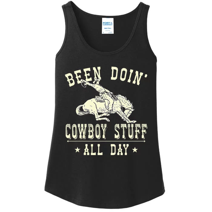 Been Doing Cowboy Stuff Funny Rodeo Cowboy Ladies Essential Tank