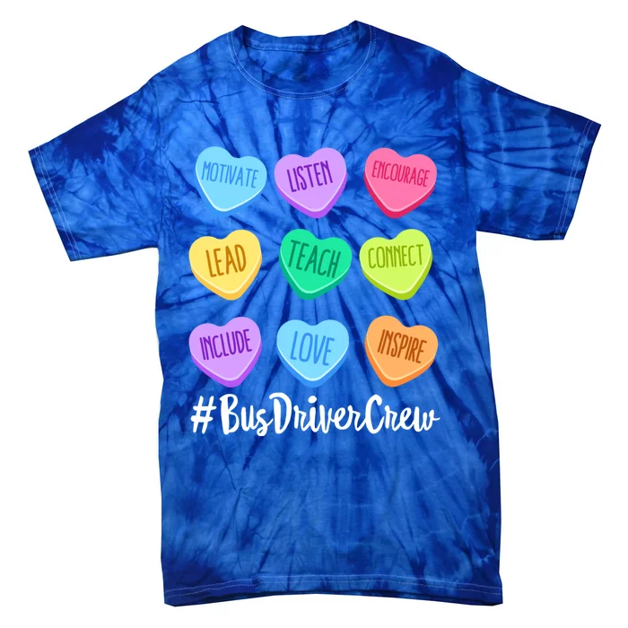 Bus Driver Crew Teacher Valentine's Day Pastel Candy Heart Great Gift Tie-Dye T-Shirt