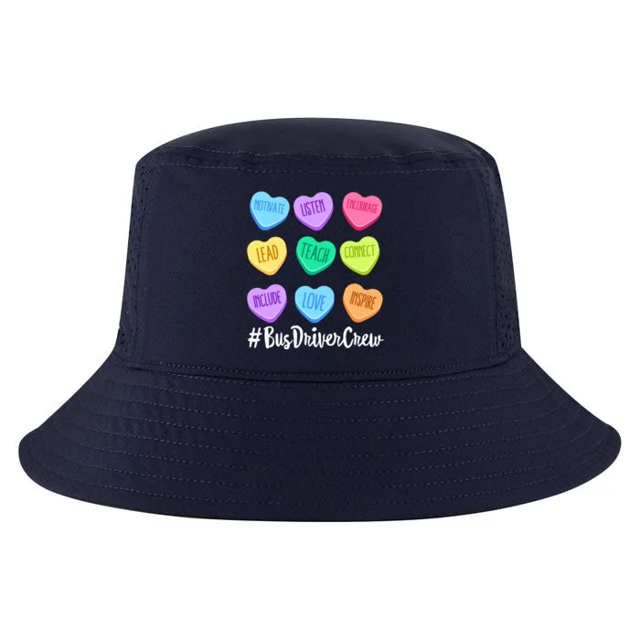 Bus Driver Crew Teacher Valentine's Day Pastel Candy Heart Great Gift Cool Comfort Performance Bucket Hat