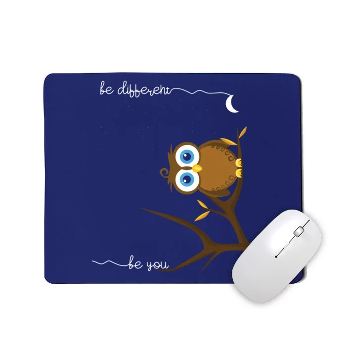 Be Different Cute Owl Bird Owl Saying Be Different Mousepad