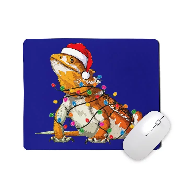 Bearded Dragon Christmas Lights Bearded Dragon Lover Xmas Mousepad