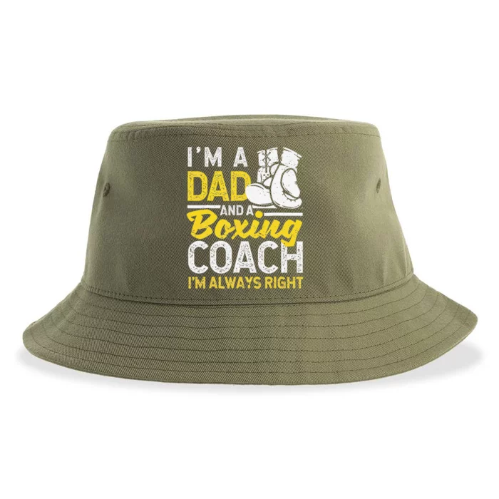 Boxer Daddy Coaches Fathers Day I'm A Dad And A Boxing Coach Sustainable Bucket Hat