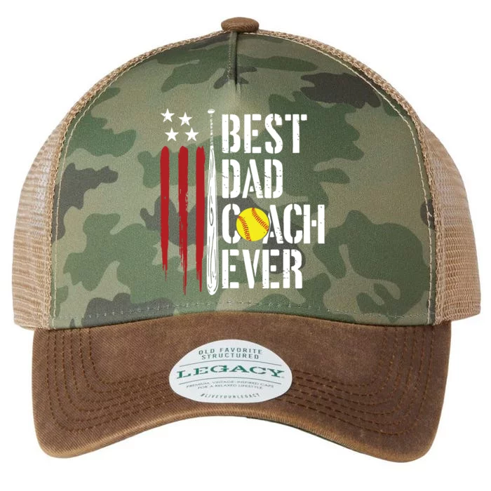 Best Dad Coach Ever American Flag Softball Dad Fathers Day Legacy Tie Dye Trucker Hat