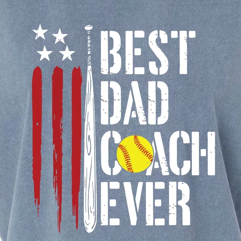 Best Dad Coach Ever American Flag Softball Dad Fathers Day Garment-Dyed Women's Muscle Tee