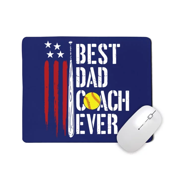 Best Dad Coach Ever American Flag Softball Dad Fathers Day Mousepad