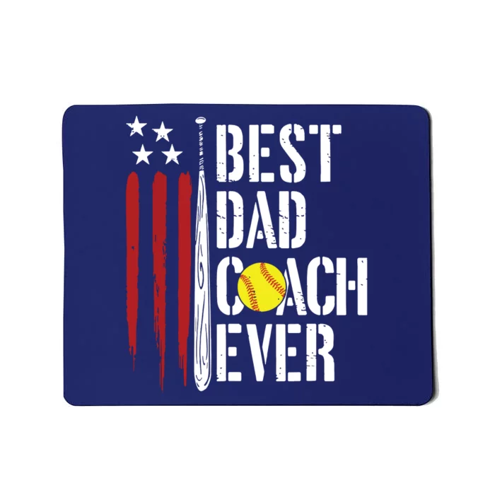 Best Dad Coach Ever American Flag Softball Dad Fathers Day Mousepad