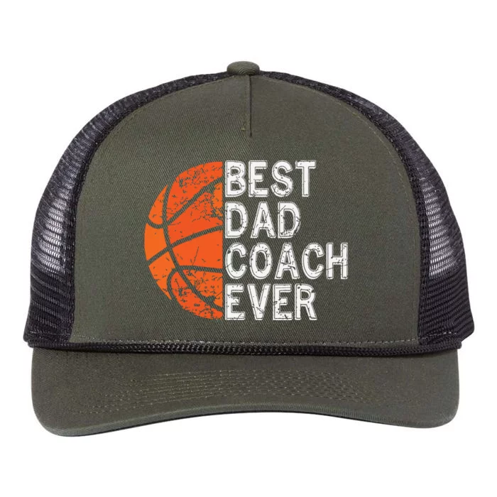 Best Dad Coach Ever Fathers Day Basketball Player Fan Papa Retro Rope Trucker Hat Cap