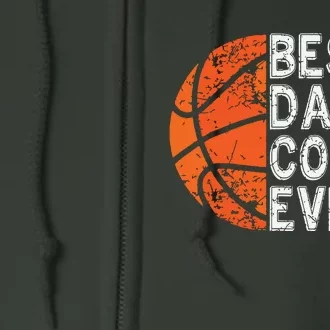 Best Dad Coach Ever Fathers Day Basketball Player Fan Papa Full Zip Hoodie