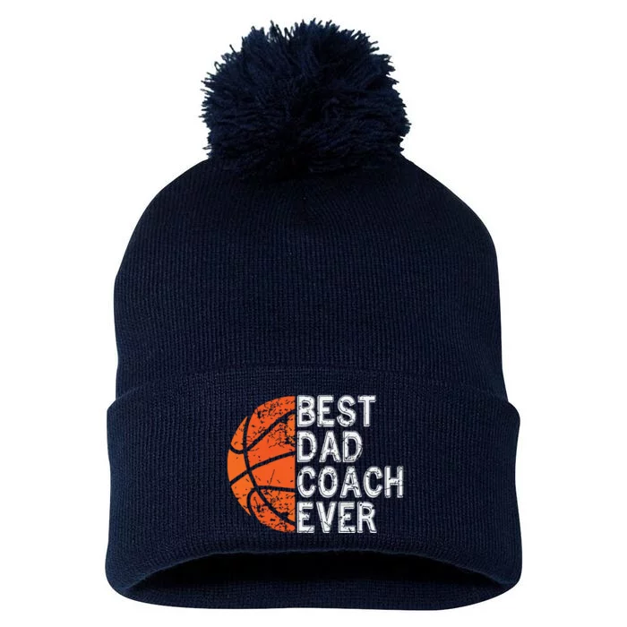 Best Dad Coach Ever Fathers Day Basketball Player Fan Papa Pom Pom 12in Knit Beanie