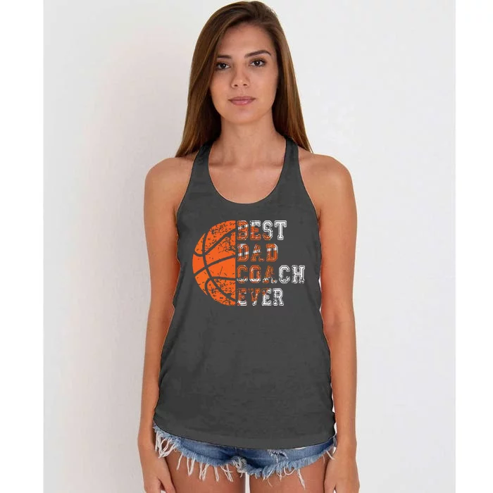 Best Dad Coach Ever Fathers Day Basketball Player Fan Papa Women's Knotted Racerback Tank