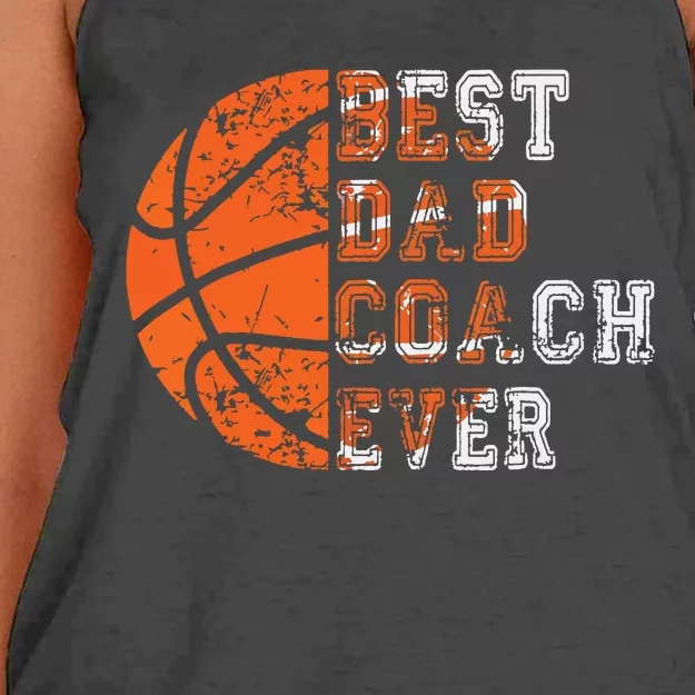 Best Dad Coach Ever Fathers Day Basketball Player Fan Papa Women's Knotted Racerback Tank