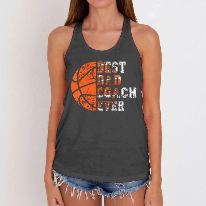 Best Dad Coach Ever Fathers Day Basketball Player Fan Papa Women's Knotted Racerback Tank