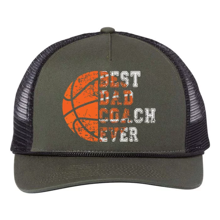 Best Dad Coach Ever Fathers Day Basketball Player Fan Papa Retro Rope Trucker Hat Cap