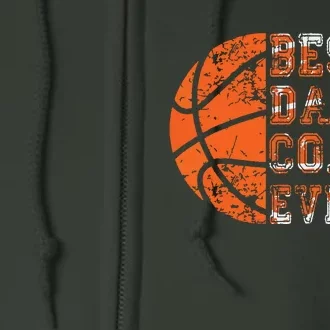 Best Dad Coach Ever Fathers Day Basketball Player Fan Papa Full Zip Hoodie