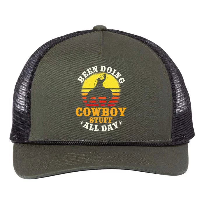 Been Doing Cow Stuff All Day Cow Farm Rancher Ranch Retro Rope Trucker Hat Cap