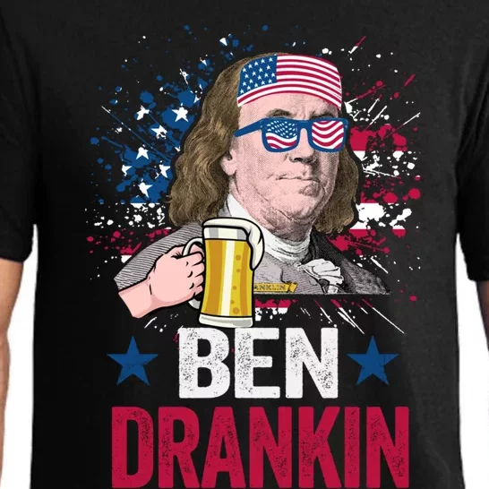 Ben Drankin Costume Happy Independence Day Beer And Usa Flag Great Gift Pajama Set