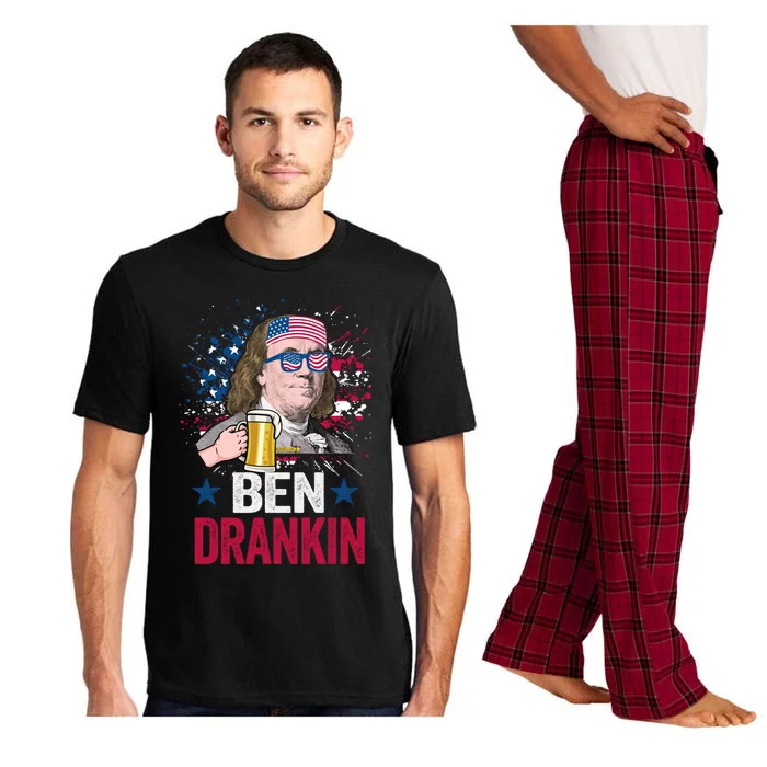 Ben Drankin Costume Happy Independence Day Beer And Usa Flag Great Gift Pajama Set