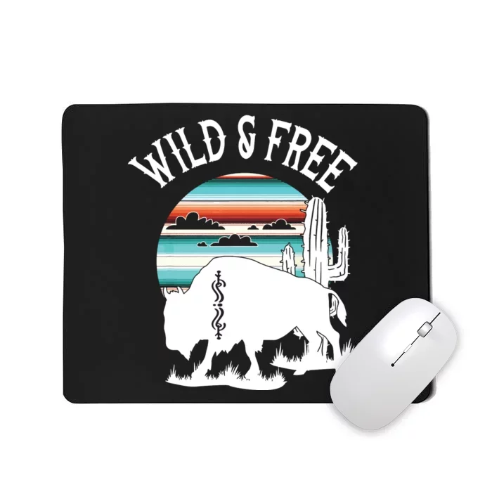 Bison Desert Cactus Serape Wild And Free Western Turquoise Mousepad