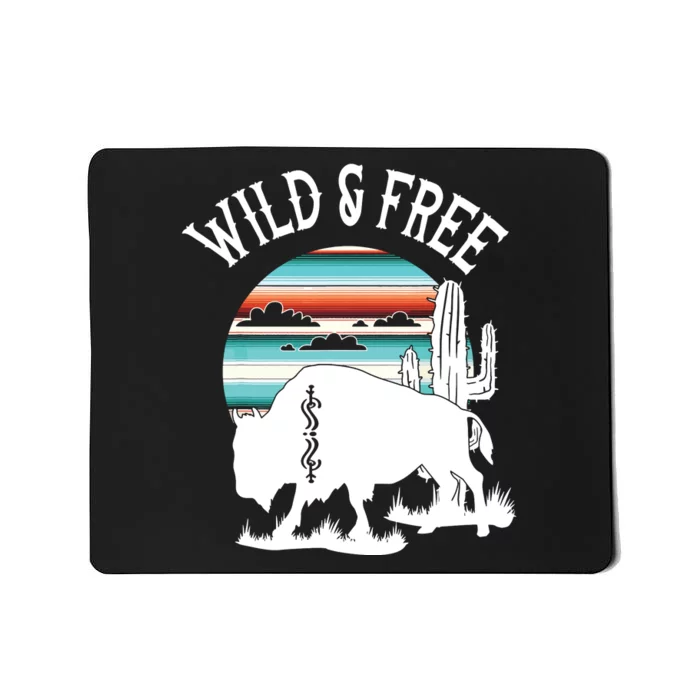 Bison Desert Cactus Serape Wild And Free Western Turquoise Mousepad