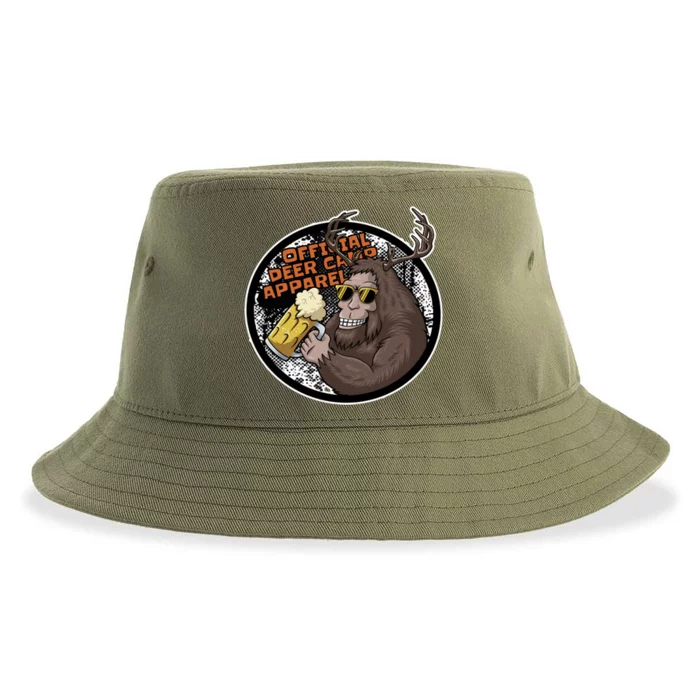 Bigfoot Deer Camp Funny Sasquatch Hunting Gift Sustainable Bucket Hat