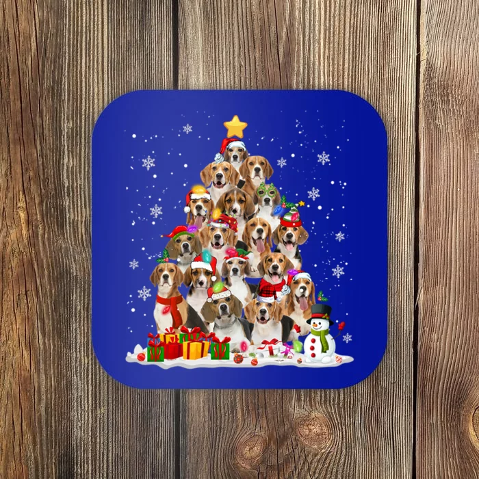 Beagle Dog Christmas Tree Santa Xmas Merry Dogmas Cute Gift Coaster