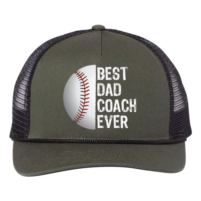 Best Dad Coach Ever Funny Baseball Sport Retro Rope Trucker Hat Cap