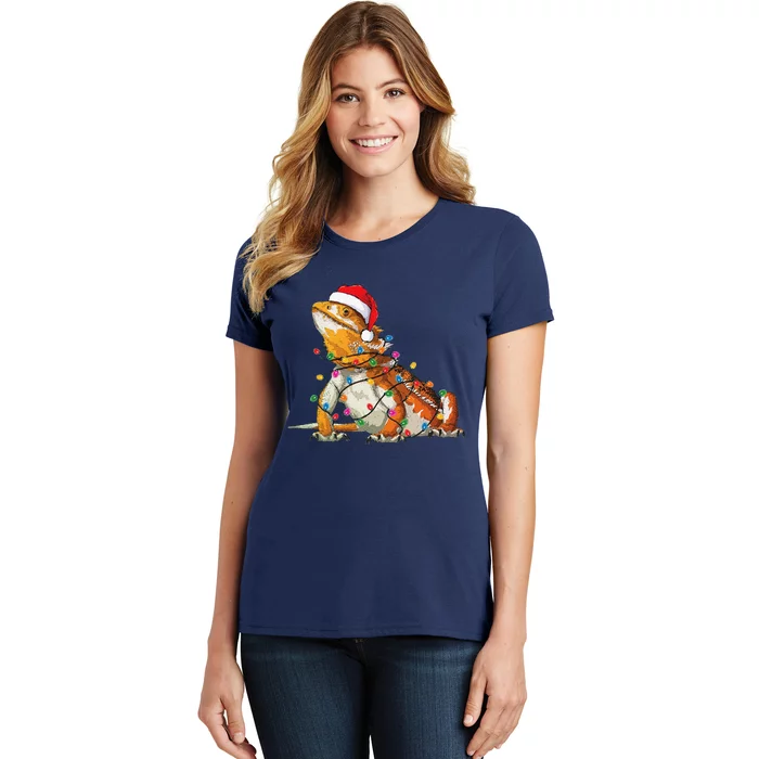 Bearded Dragon Christmas Lights Bearded Dragon Lover Xmas Women's T-Shirt