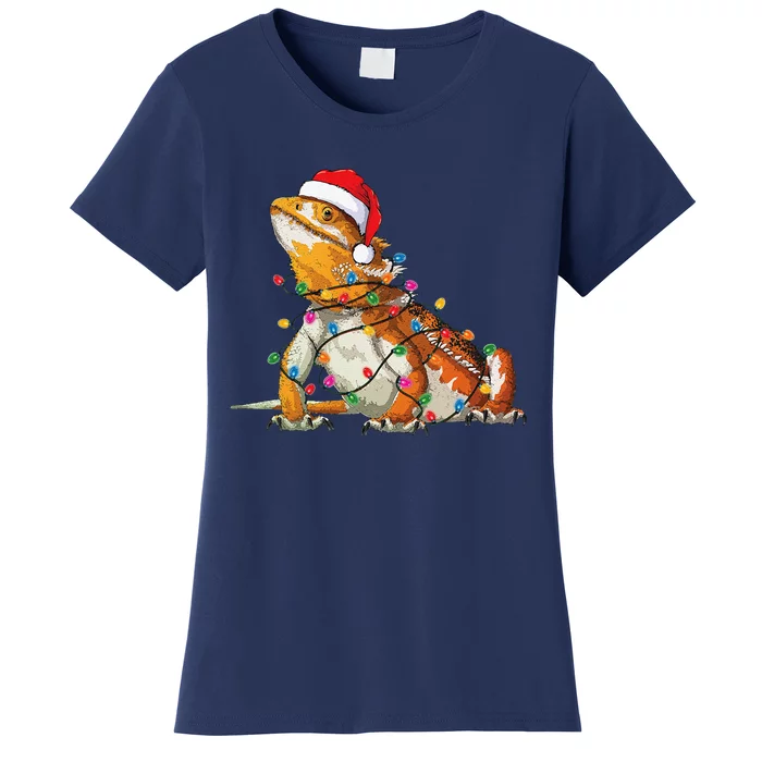 Bearded Dragon Christmas Lights Bearded Dragon Lover Xmas Women's T-Shirt