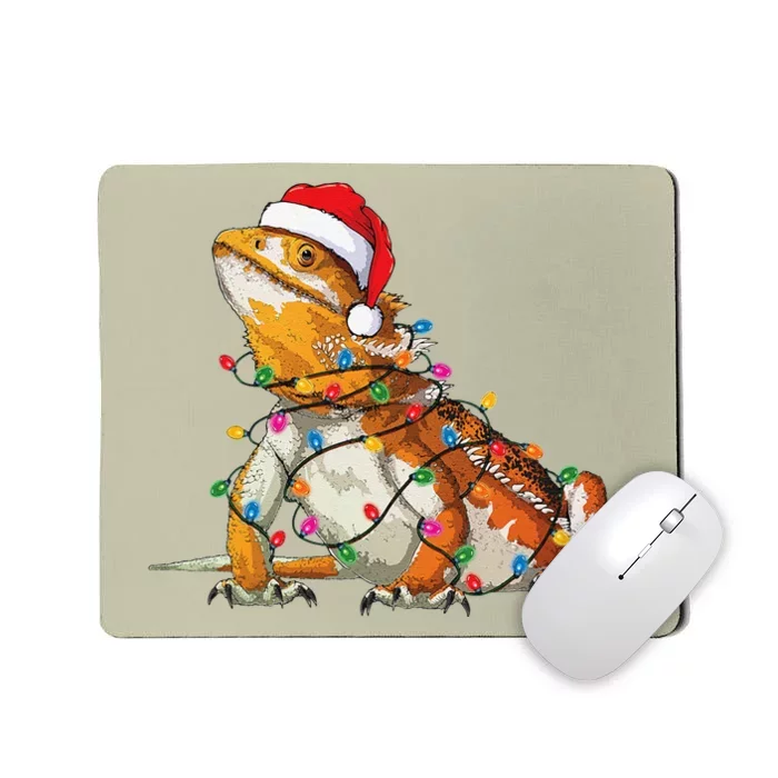 Bearded Dragon Christmas Lights Bearded Dragon Lover Xmas Mousepad