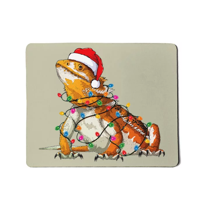 Bearded Dragon Christmas Lights Bearded Dragon Lover Xmas Mousepad