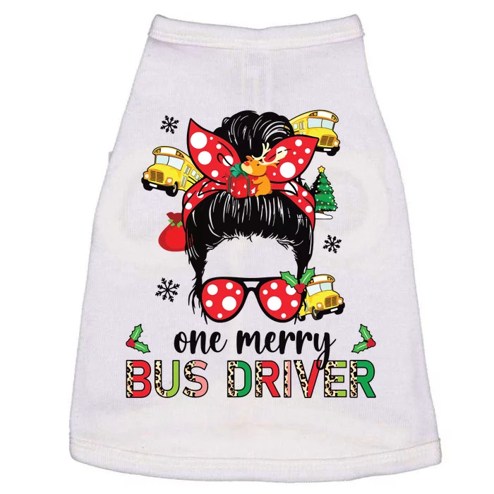 Bus Driver Christmas School Bus Driver Xmas Party Messy Bun Long Sleeve Doggie Tank