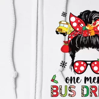 Bus Driver Christmas School Bus Driver Xmas Party Messy Bun Long Sleeve Full Zip Hoodie