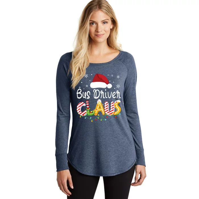 Bus Driver Claus Santa Hat Xmas Light Christmas Bus Driver Women's Perfect Tri Tunic Long Sleeve Shirt