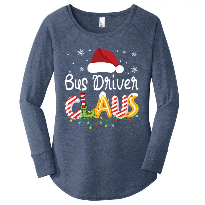 Bus Driver Claus Santa Hat Xmas Light Christmas Bus Driver Women's Perfect Tri Tunic Long Sleeve Shirt