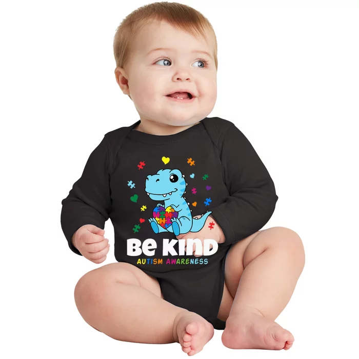 baby Dino Choose Kindness Autism Awareness Baby Long Sleeve Bodysuit