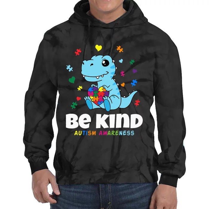 baby Dino Choose Kindness Autism Awareness Tie Dye Hoodie