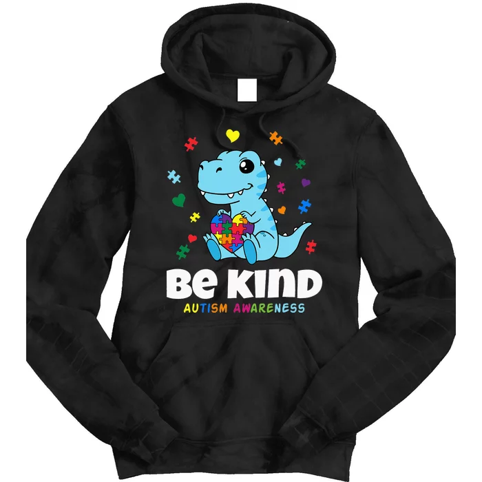 baby Dino Choose Kindness Autism Awareness Tie Dye Hoodie