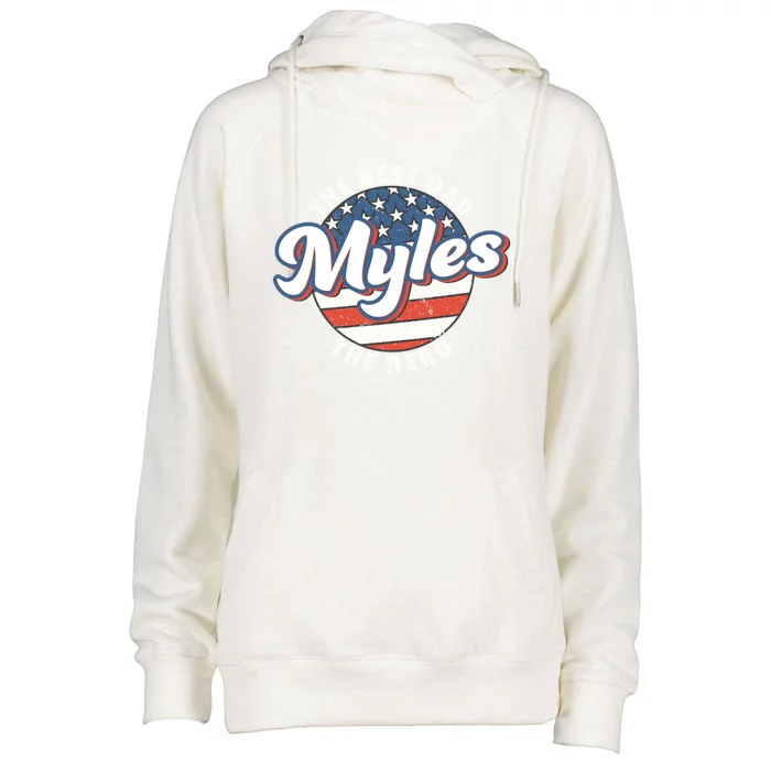 Best Dad Custom Fathers Day Personalized Name Myles Gift Womens Funnel Neck Pullover Hood