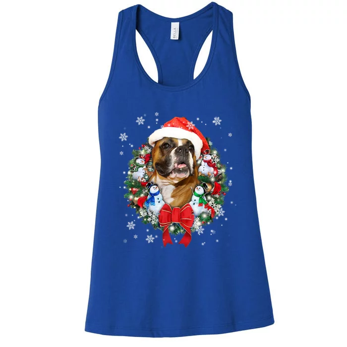 Boxer Dog Christmas Ornat Decoration Gift Xgiftmas Santa Hat Cute Gift Women's Racerback Tank