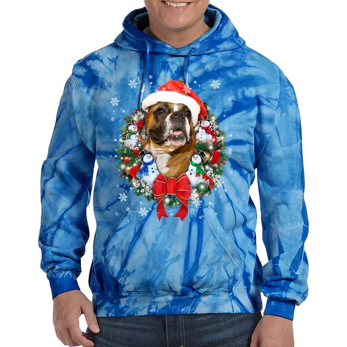 Boxer Dog Christmas Ornat Decoration Gift Xgiftmas Santa Hat Cute Gift Tie Dye Hoodie