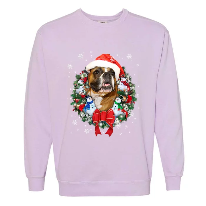 Boxer Dog Christmas Ornat Decoration Gift Xgiftmas Santa Hat Cute Gift Garment-Dyed Sweatshirt