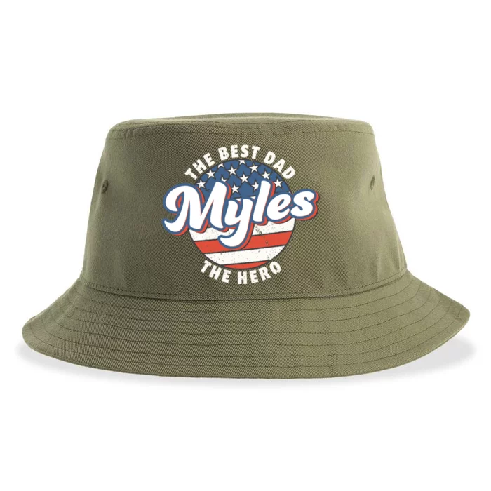 Best Dad Custom Fathers Day Personalized Name Myles Gift Sustainable Bucket Hat