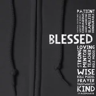 Blessed Dad Cross God Jesus Faith Christian Daddy Papa Full Zip Hoodie