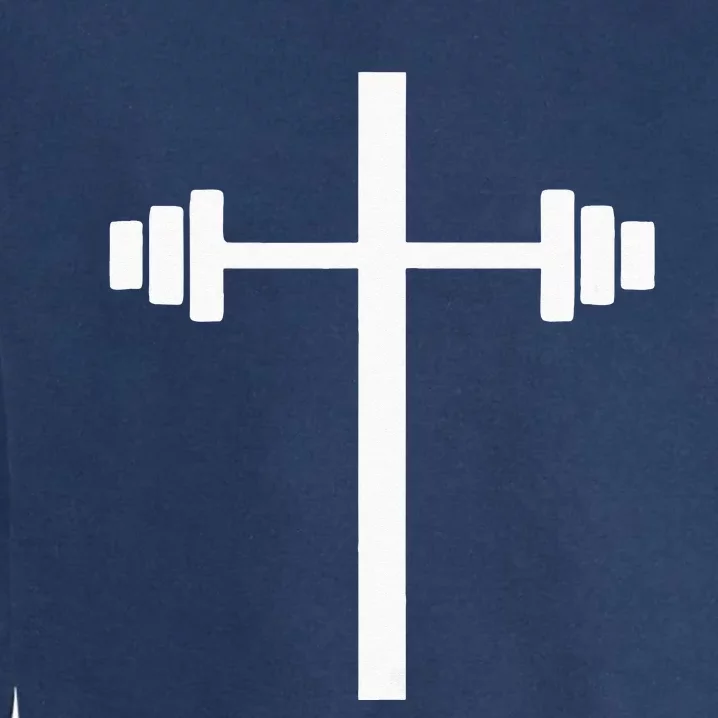 Barbell Dumbbell Cross Christian Jesus Gym Workout Lifting Garment-Dyed Sweatshirt