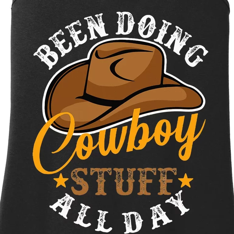 Been Doing Cowboy Stuff All Day Cowgirl Country Western Ladies Essential Tank