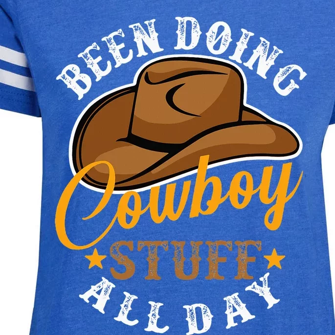 Been Doing Cowboy Stuff All Day Cowgirl Country Western Enza Ladies Jersey Football T-Shirt