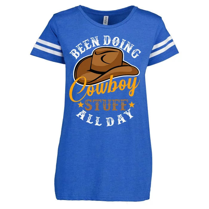 Been Doing Cowboy Stuff All Day Cowgirl Country Western Enza Ladies Jersey Football T-Shirt